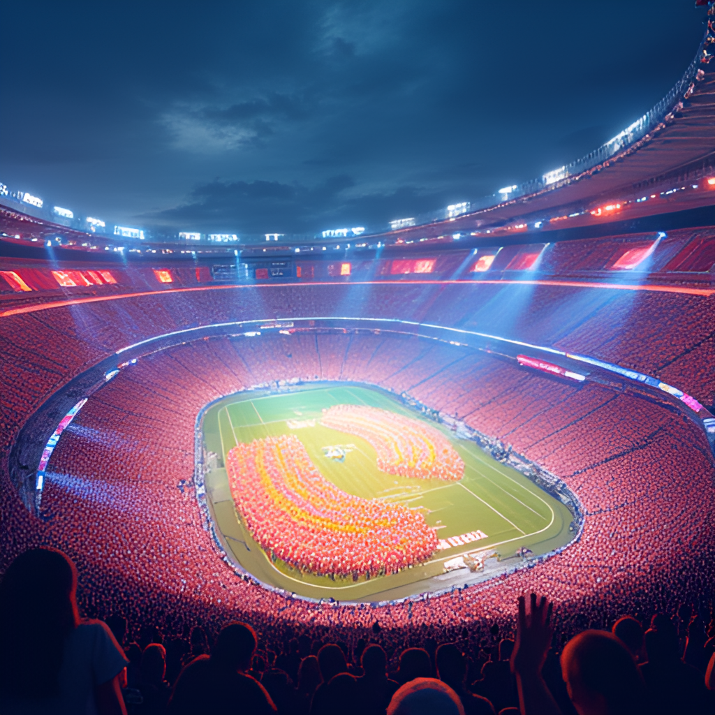 An aerial view illustration showing the vibrant atmosphere of the 2017 Taipei Universiade opening ceremony with a packed stadium and a colorful performance on the field