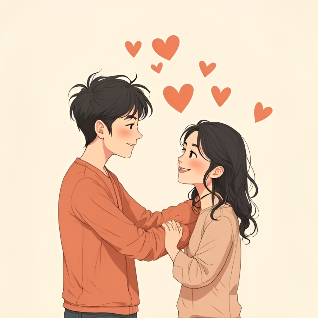 A heartwarming illustration depicting Tang Yixin and Zhang Ruoyun together, perhaps in a casual or romantic setting, symbolizing their well-known relationship.